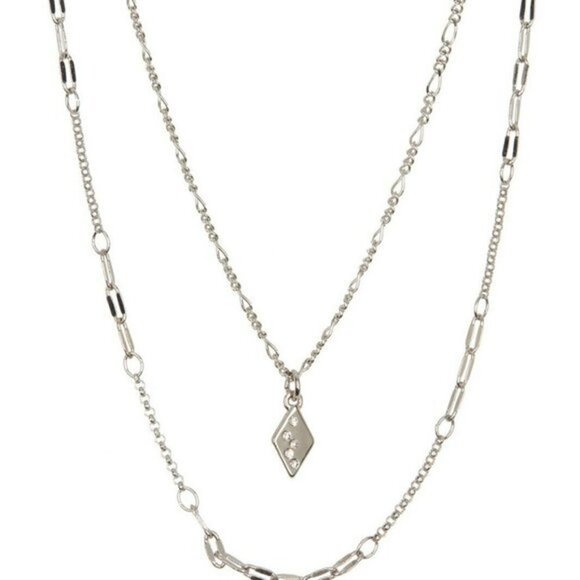 Halogen Dual Layer Diamond Shaped Charm Necklace - Picture 1 of 5